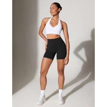 INGIA Womens Halter Longline Sports Bra Padded Low Back Yoga Bar Workout Crop Top with Built in Bra White Medium