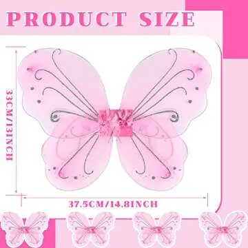 Chivao 10 Pieces Fairy Wings Butterfly Wings Wedding Decoration Costume Birthday Christmas Party Favors for Boys Girls(Pink)