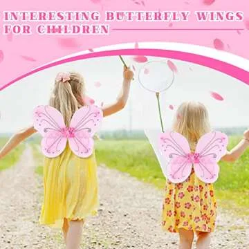 Chivao 10 Pieces Fairy Wings Butterfly Wings Wedding Decoration Costume Birthday Christmas Party Favors for Boys Girls(Pink)