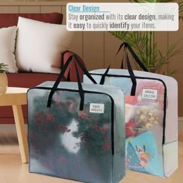 VENO 5 Pack Wreath Storage Bag and Christmas Decoration Garland Container, 30 Inch Clear Wreath Bag, Holiday Decoration Organizers. Moving Boxes, College Packing Supplies (Square - 5 Pack)