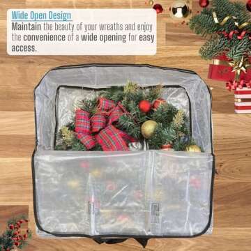 VENO 5 Pack Wreath Storage Bag and Christmas Decoration Garland Container, 30 Inch Clear Wreath Bag, Holiday Decoration Organizers. Moving Boxes, College Packing Supplies (Square - 5 Pack)