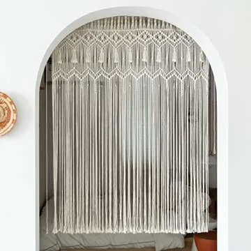Mkono Macrame Curtain Large Boho Woven Wall Hanging Window Curtains Handmade Bohemian Decor for Window Doorway Closet Wedding Backdrop Arch Bedroom Living Room Apartment, 51''Wide x 70''Long