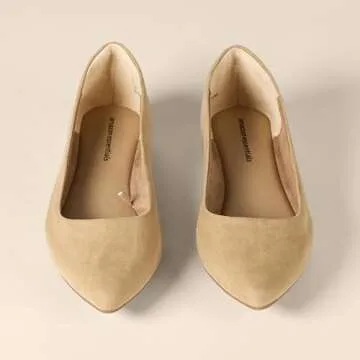 Amazon Essentials Women's Pointed-Toe Ballet Flats in Beige