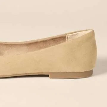 Amazon Essentials Women's Pointed-Toe Ballet Flats in Beige