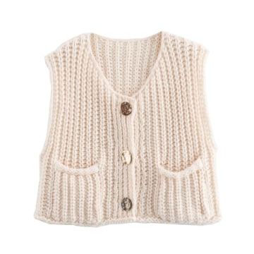 Chevara Women’s Chunky Cropped Sweater Vest Fashionable Style