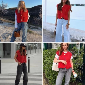 Chevara Women’s Chunky Cropped Sweater Vest Fashionable Style