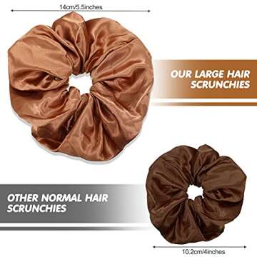 Chuangdi 6 Pieces Big Satin Scrunchies for Women - Stylish Hair Ties in 6 Colors
