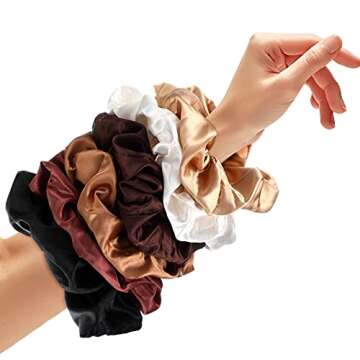 Chuangdi Jumbo Silk Scrunchies for Women - 6 Pack