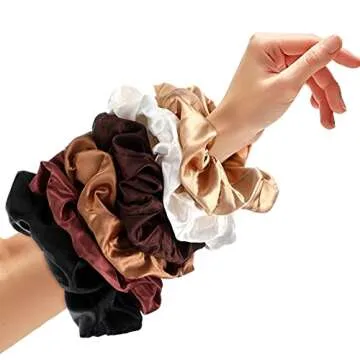 Chuangdi Jumbo Silk Scrunchies for Women - 6 Pack