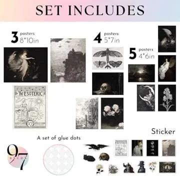 97 Decor Gothic Home Decor Aesthetic - Dark Academia Wall Decor, Gothic Wall Art Witchy Pictures, Go...