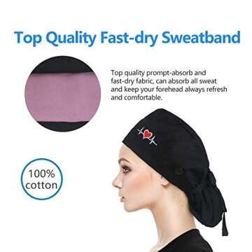 QBA Adjustable Working Cap for Long Hair & Sweat Control