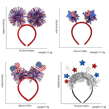4PCS Patriotic Head Boppers for 4th of July Celebrations