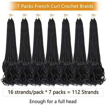 French Curl Crochet Braids 24 Inch 7 Packs for Women