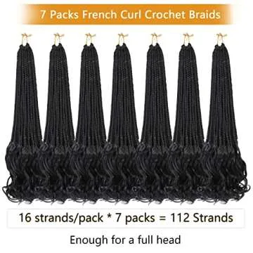 French Curl Crochet Braids 24 Inch 7 Packs for Women