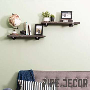 Pipe DÉCOR Industrial Pipe Shelf Brackets 4 Pack