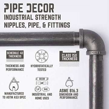 Pipe DÉCOR Industrial Pipe Shelf Brackets 4 Pack