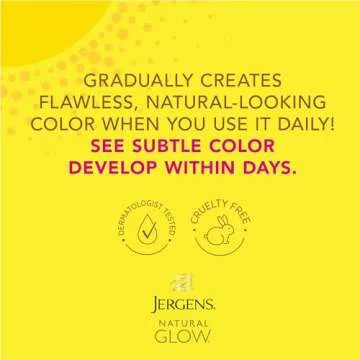 Jergens Natural Glow Self Tanner Face Moisturizer, SPF 20 Facial Sunscreen, Medium to Deep Skin Tone, Sunless Tanning, Oil Free, Broad Spectrum Protection UVA and UVB, 2 oz (Packaging May Vary)