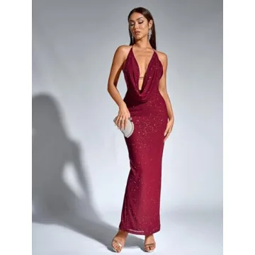 KUTUMAI Sequin Bodycon Maxi Dress for Evening Parties