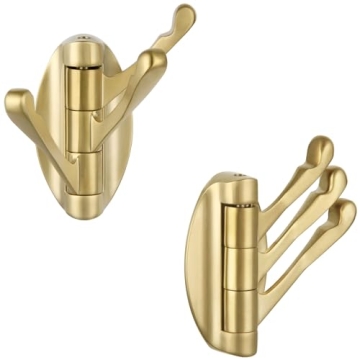 Angle Simple Swivel Towel Hook Brushed Gold 2 PCS for Luxury Organization