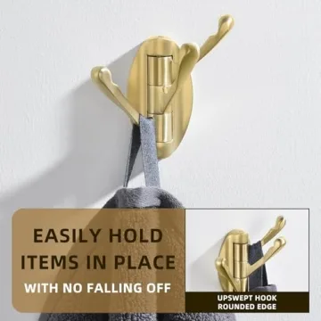 Stylish Angle Simple Swivel Towel Hooks in Brushed Gold