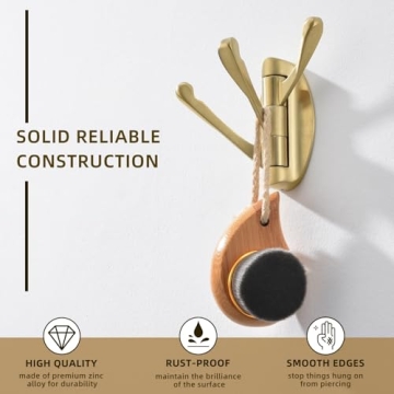 Stylish Angle Simple Swivel Towel Hooks in Brushed Gold