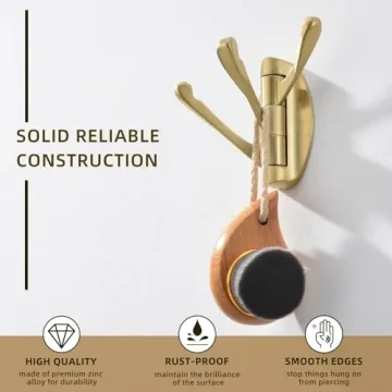 Stylish Angle Simple Swivel Towel Hooks in Brushed Gold