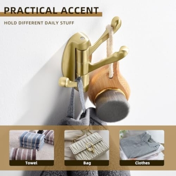 Stylish Angle Simple Swivel Towel Hooks in Brushed Gold