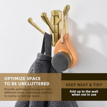 Stylish Angle Simple Swivel Towel Hooks in Brushed Gold