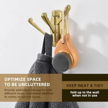 Stylish Angle Simple Swivel Towel Hooks in Brushed Gold