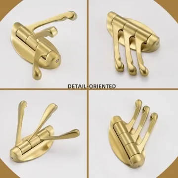 Stylish Angle Simple Swivel Towel Hooks in Brushed Gold