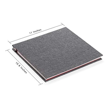 Photo Album Self Adhesive 3x5 4x6 5x7 6x8 8x10 8.5x11 11x10.6 Magnetic Scrapbook Length 11x10.6 Inch 40 Pages Linen Cover DIY Photo Album with A Metallic Pen and DIY Accessories(Gray)