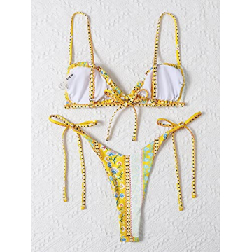 Stunning WDIRARA Floral Tie Side Bikini for Women