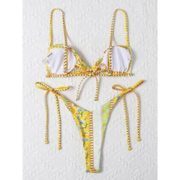 Stunning WDIRARA Floral Tie Side Bikini for Women