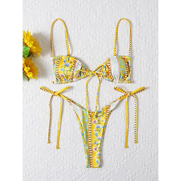 Stunning WDIRARA Floral Tie Side Bikini for Women
