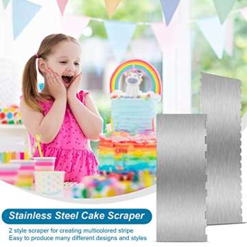2 Pieces 9 Inch Stainless Steel Cake Scraper Large Double Sided Patterned Edge Stripe Edge Smoother Scraper Cake Decorating Comb Cake Pastry Cutter for Mousse Butter Cream Cake Decoration