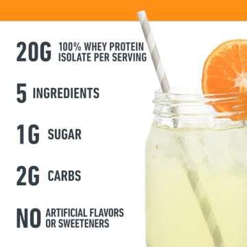 Isopure Clear Whey Isolate Protein Powder Infusions, Lactose Free, Gluten Free, Naturally Flavored, Citrus Lemonade, 20g Protein Per Serving, 1.9 Lb, 36 Servings