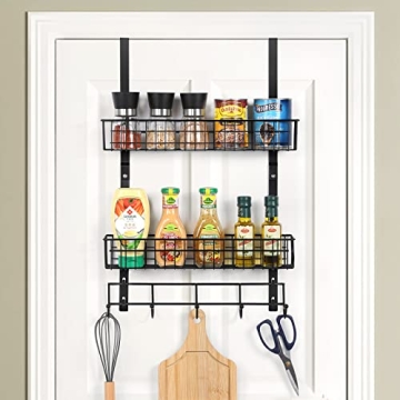 Over The Door Organizing Hooks with 2 Baskets and 5 Hooks