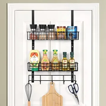 Over The Door Organizing Hooks with 2 Baskets and 5 Hooks