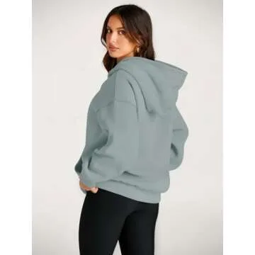 Trendy Queen Womens Oversized Hoodies Fleece Sweatshirts Long Sleeve Sweaters Pullover Fall Outfits Winter Clothes Light Green S