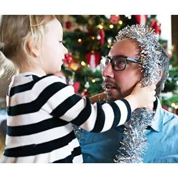 DECORA 33ft Silver Tinsel Garland for Christmas Events