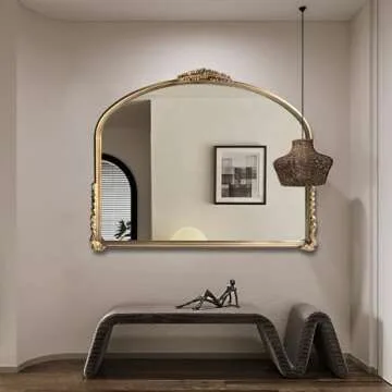 OUSHUAI Gold Vintage Wall Mirror - Elegant Home Decor