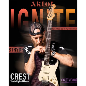 AKLOT Stryde Electric Guitar with Coil-Split: Roasted Maple Neck, Flame Maple Graphic Top, HSS Ceram...