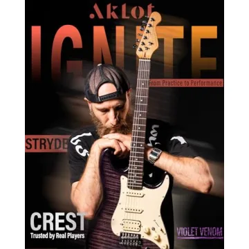 AKLOT Stryde Electric Guitar with Coil-Split: Roasted Maple Neck, Flame Maple Graphic Top, HSS Ceram...