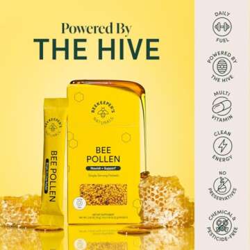 Beekeeper's Naturals - 100% Raw Bee Pollen Stick Packs, Natural Preserved Enzymes, Source of Vitamin...