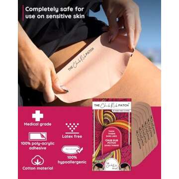 The Chub Rub Patch for Thighs (AS SEEN ON SHARK TANK), Anti Chafe Thigh Chafing Prevention Friction Tape Patches, Anti Chafing Skin Tape for Inner Thigh Rubbing Prevention Women (3 Pairs), Tan