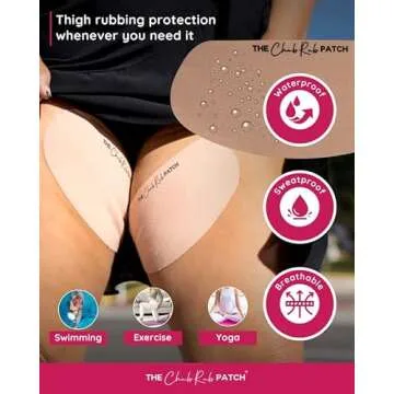 The Chub Rub Patch for Thighs (AS SEEN ON SHARK TANK), Anti Chafe Thigh Chafing Prevention Friction Tape Patches, Anti Chafing Skin Tape for Inner Thigh Rubbing Prevention Women (3 Pairs), Tan