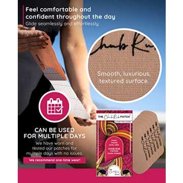 The Chub Rub Patch for Thighs (AS SEEN ON SHARK TANK), Anti Chafe Thigh Chafing Prevention Friction Tape Patches, Anti Chafing Skin Tape for Inner Thigh Rubbing Prevention Women (3 Pairs), Tan