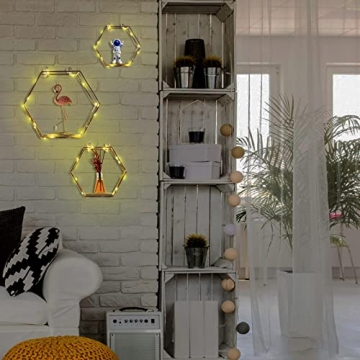 Liywall Hexagon Floating Shelves with LED Lights Set of 3