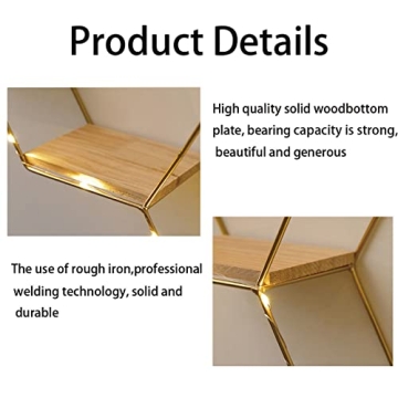 Liywall Hexagon Floating Shelves with LED Lights Set of 3