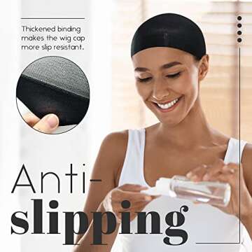 MYKURS Black Wig Caps for Women, Nylon Hair Caps for Wig, 24 Pieces